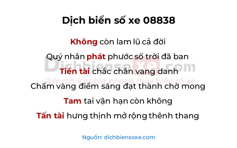 Dịch thơ biển số 08838