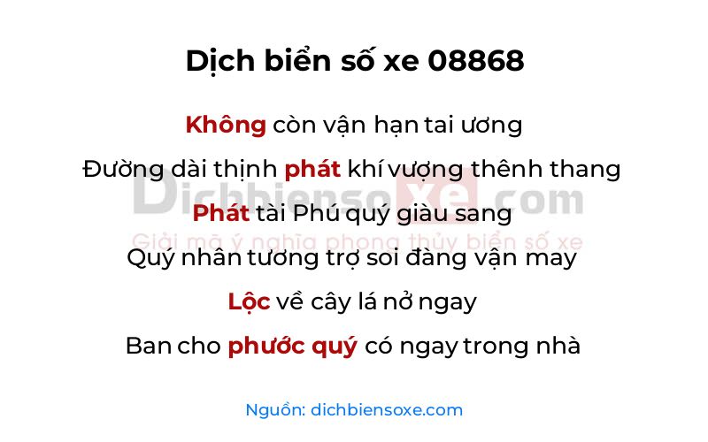 Dịch thơ biển số 08868