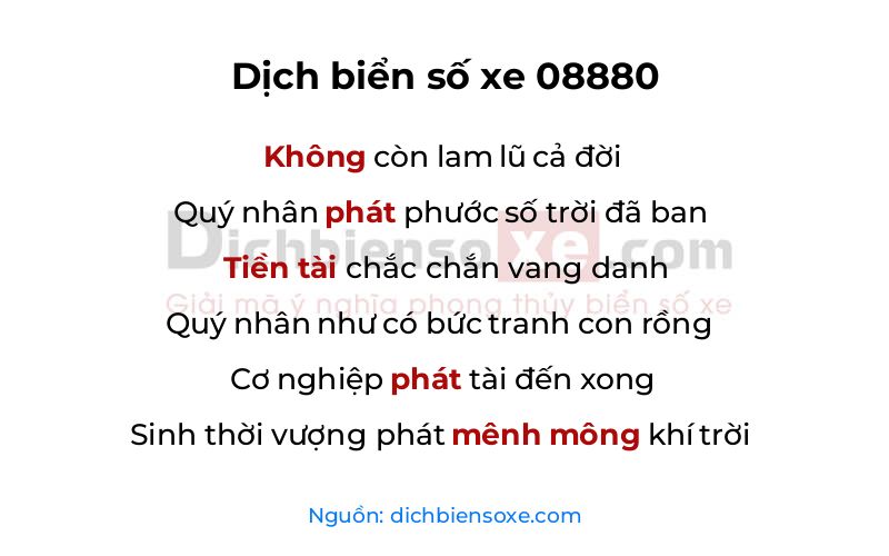 Dịch thơ biển số 08880