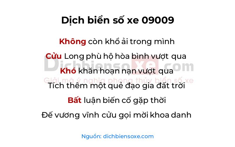 Dịch thơ biển số 09009