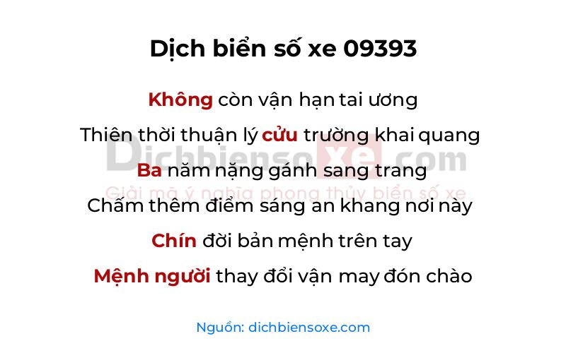 Dịch thơ biển số 09393