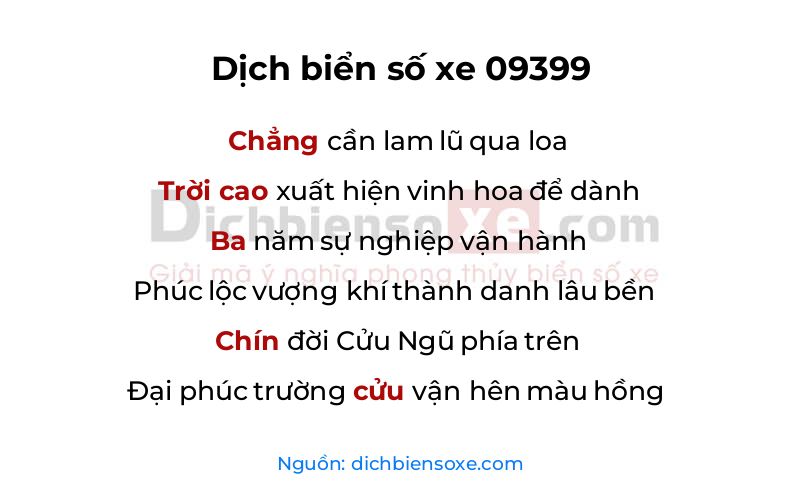 Dịch thơ biển số 09399