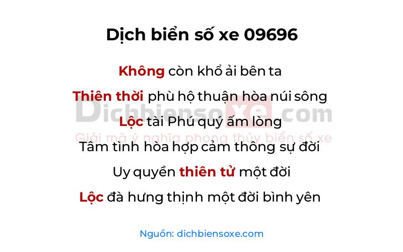 Dịch thơ biển số 09696