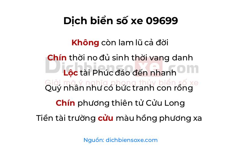 Dịch thơ biển số 09699