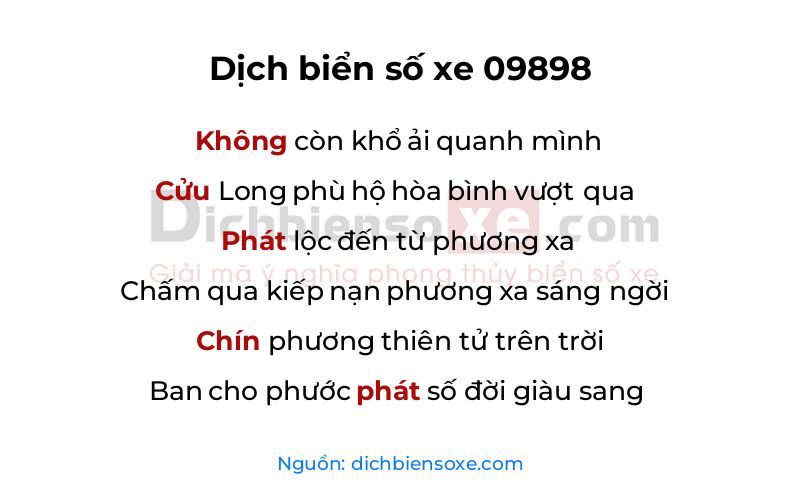 Dịch thơ biển số 09898
