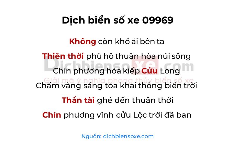 Dịch thơ biển số 09969