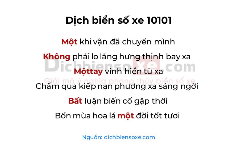 Dịch thơ biển số 10101