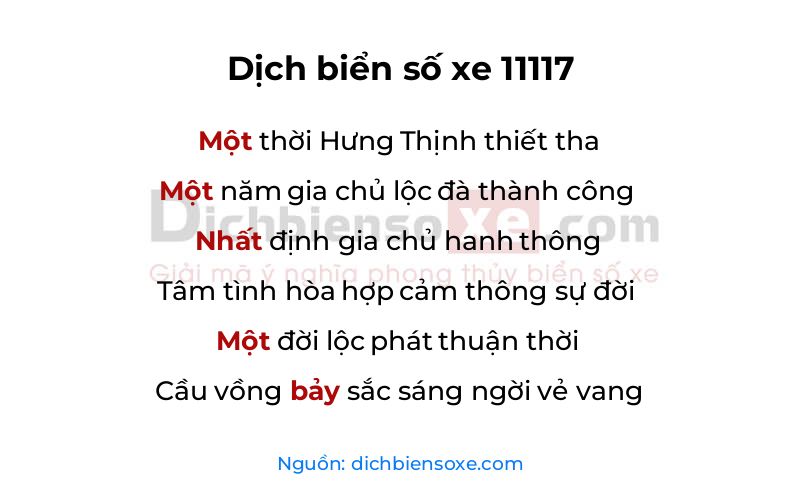 Dịch thơ biển số 11117