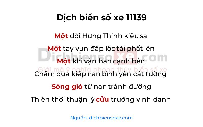 Dịch thơ biển số 11139
