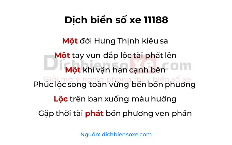 Dịch thơ biển số 11188
