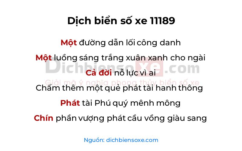 Dịch thơ biển số 11189