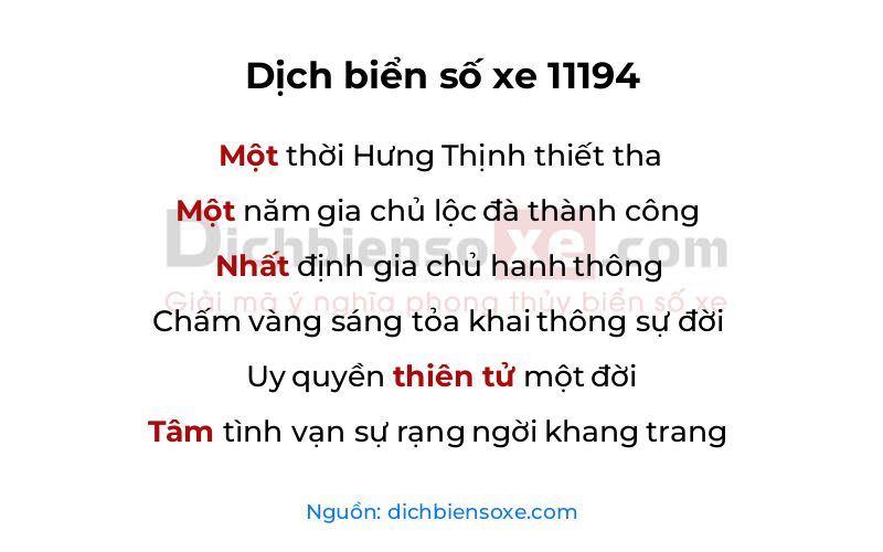 Dịch thơ biển số 11194