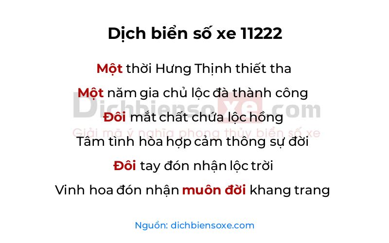 Dịch thơ biển số 11222