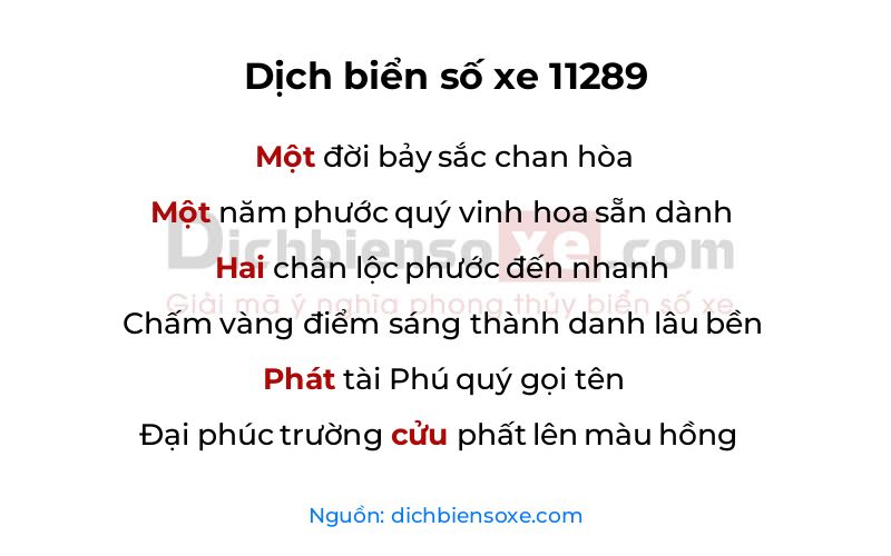 Dịch thơ biển số 11289