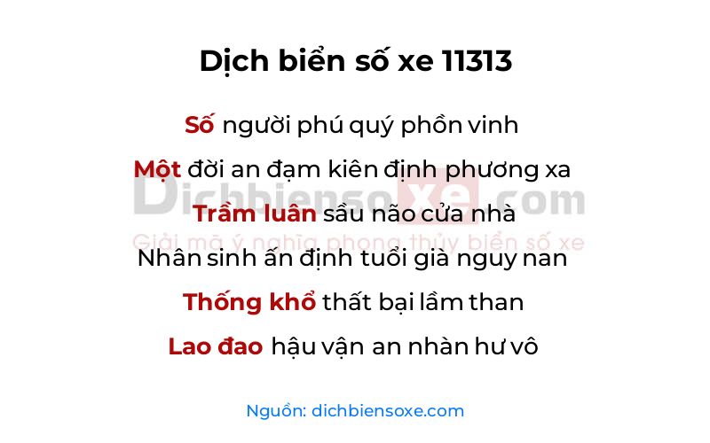 Dịch thơ biển số 11313