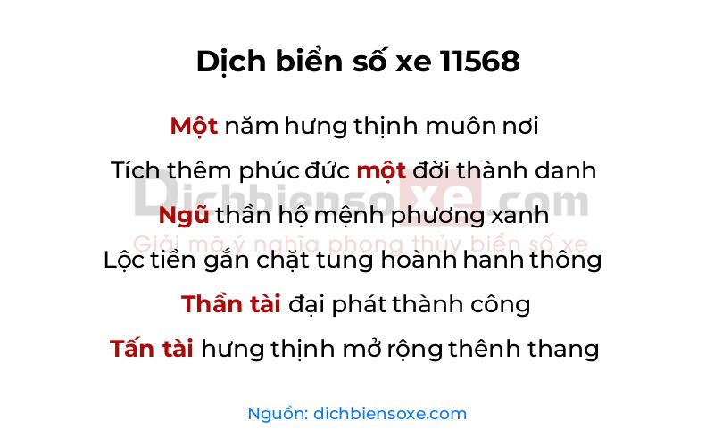 Dịch thơ biển số 11568