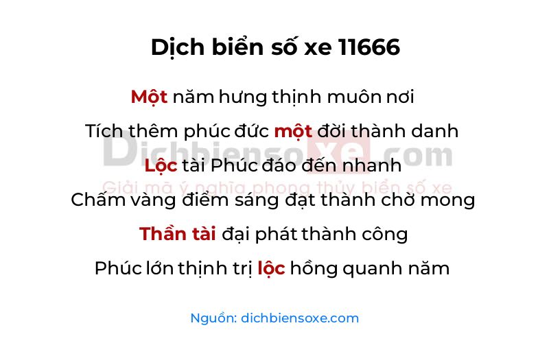 Dịch thơ biển số 11666