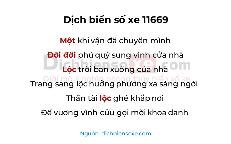 Dịch thơ biển số 11669
