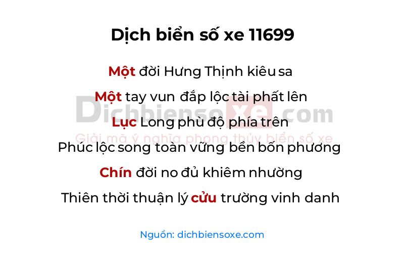 Dịch thơ biển số 11699