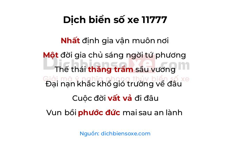 Dịch thơ biển số 11777