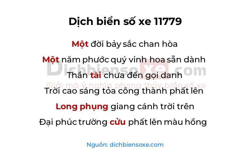 Dịch thơ biển số 11779