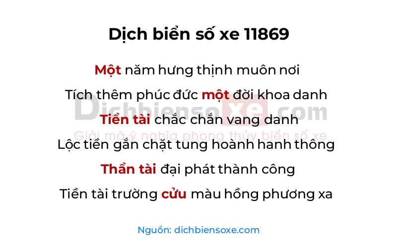 Dịch thơ biển số 11869
