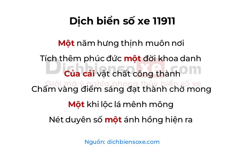 Dịch thơ biển số 11911