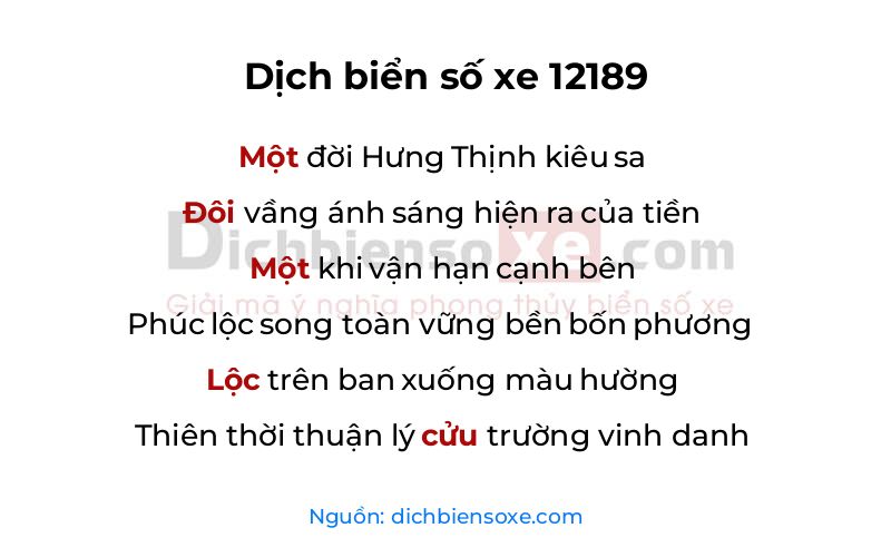 Dịch thơ biển số 12189