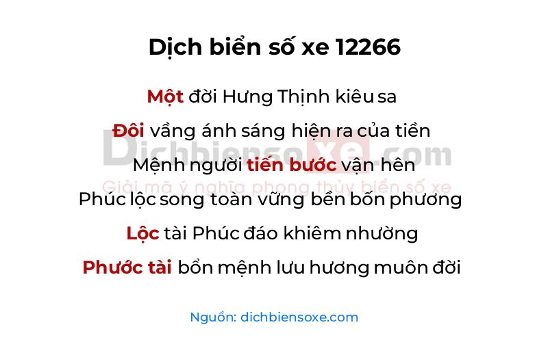 Dịch thơ biển số 12266