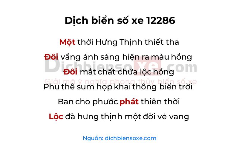 Dịch thơ biển số 12286