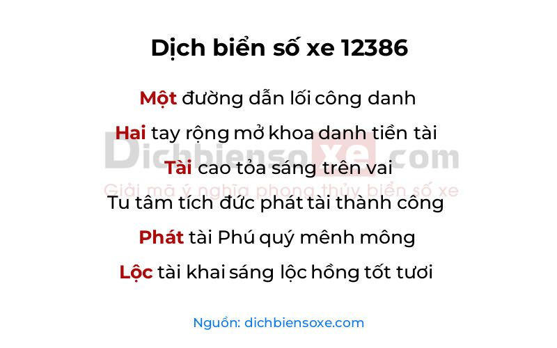 Dịch thơ biển số 12386