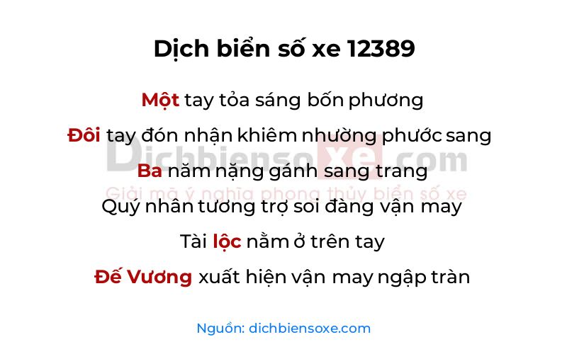 Dịch thơ biển số 12389