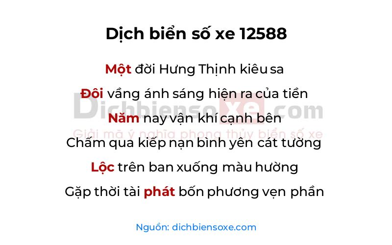 Dịch thơ biển số 12588