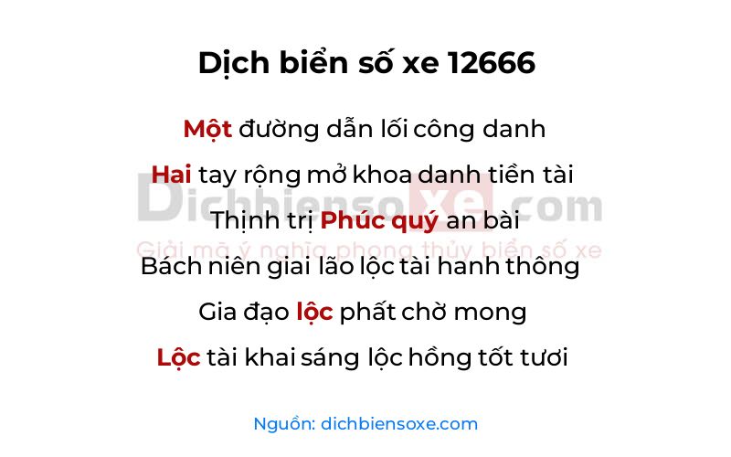 Dịch thơ biển số 12666