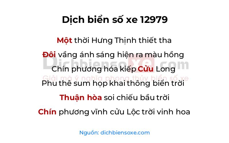 Dịch thơ biển số 12979