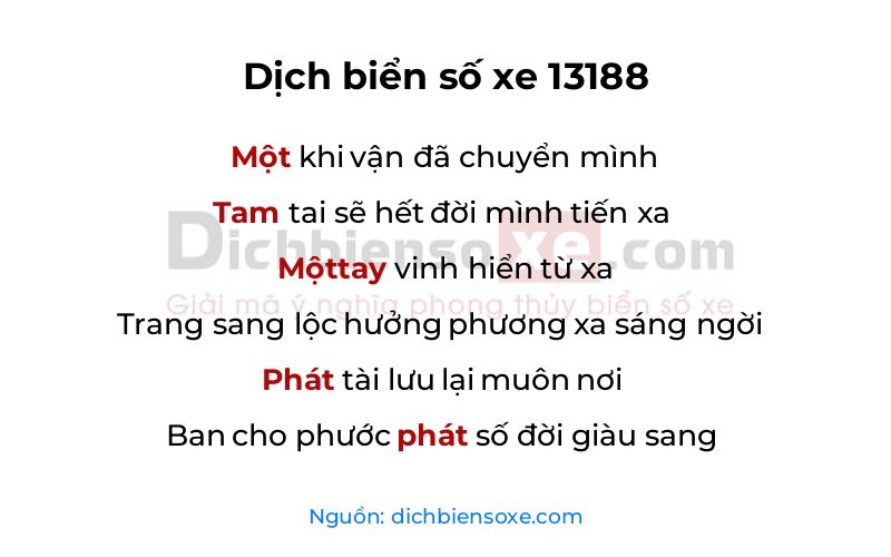 Dịch thơ biển số 13188