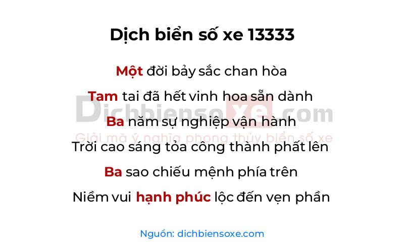 Dịch thơ biển số 13333