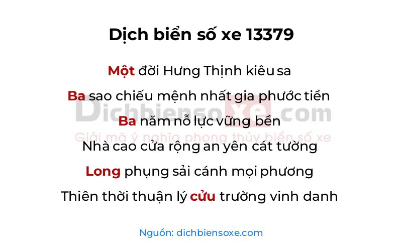 Dịch thơ biển số 13379