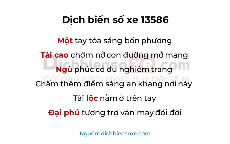 Dịch thơ biển số 13586