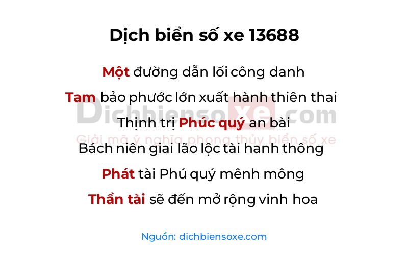 Dịch thơ biển số 13688