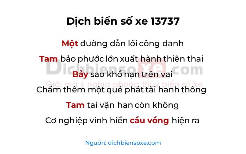 Dịch thơ biển số 13737