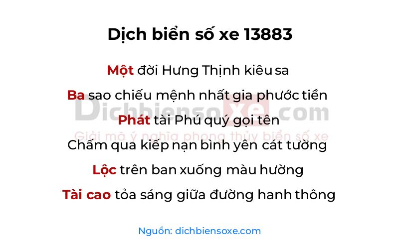 Dịch thơ biển số 13883