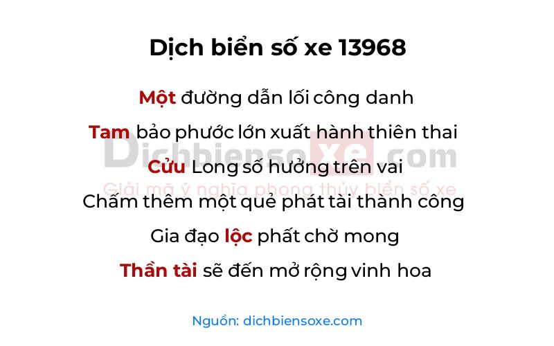 Dịch thơ biển số 13968