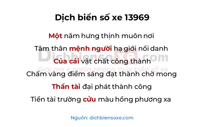 Dịch thơ biển số 13969