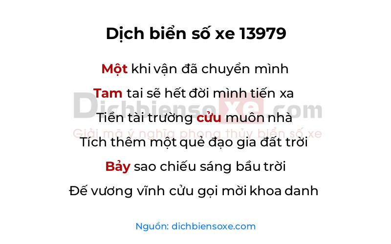 Dịch thơ biển số 13979