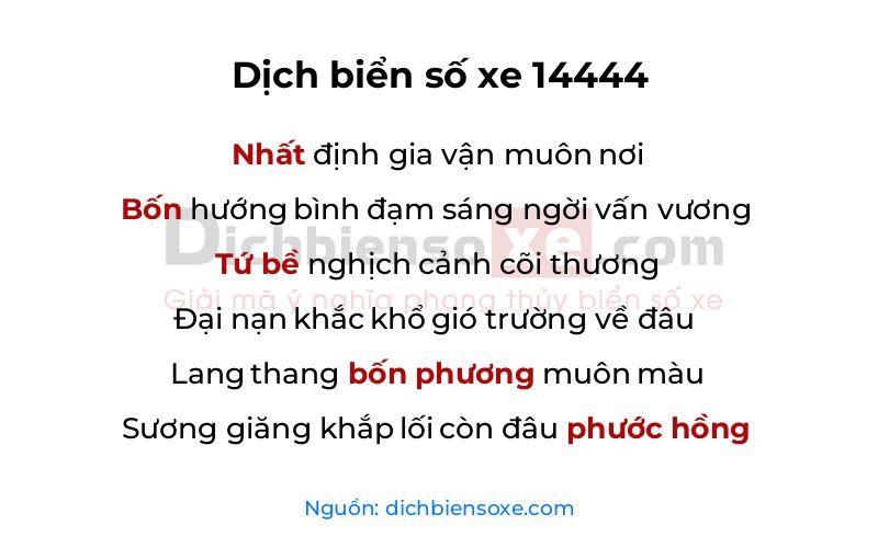 Dịch thơ biển số 14444