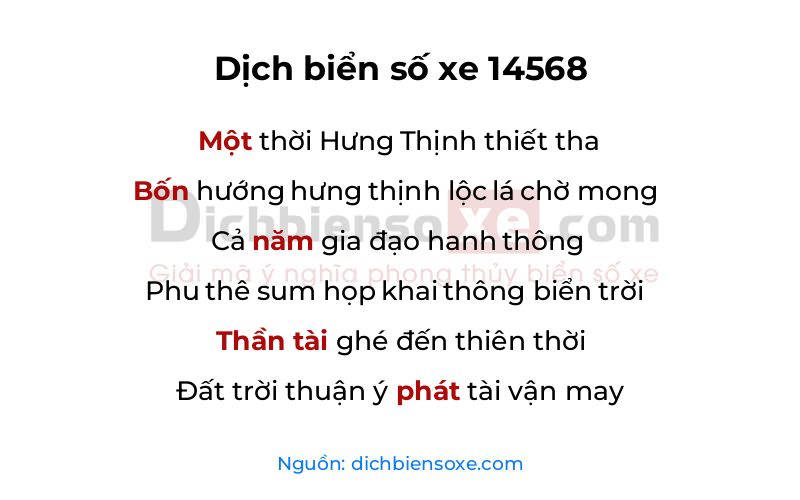 Dịch thơ biển số 14568