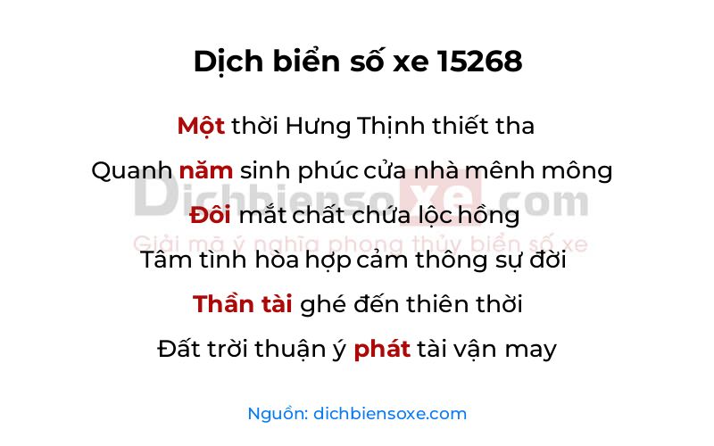 Dịch thơ biển số 15268