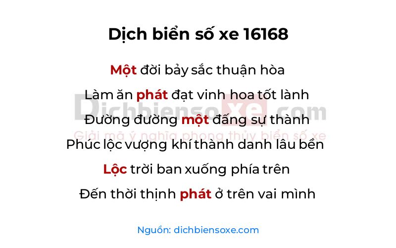 Dịch thơ biển số 16168