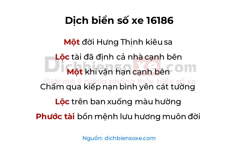 Dịch thơ biển số 16186
